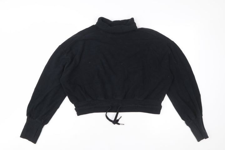 Sweaty Betty Womens Black Drawstring Funnel Neck Cotton Blend Sweatshirt Size S