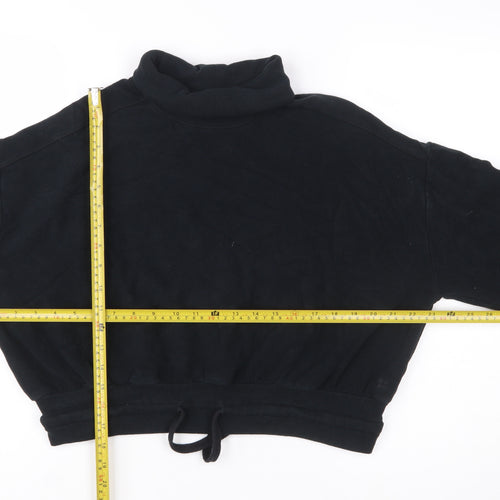 Sweaty Betty Womens Black Drawstring Funnel Neck Cotton Blend Sweatshirt Size S
