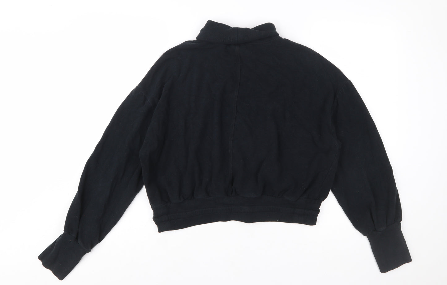 Sweaty Betty Womens Black Drawstring Funnel Neck Cotton Blend Sweatshirt Size S