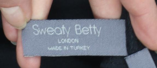 Sweaty Betty Womens Black Drawstring Funnel Neck Cotton Blend Sweatshirt Size S