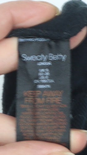Sweaty Betty Womens Black Drawstring Funnel Neck Cotton Blend Sweatshirt Size S