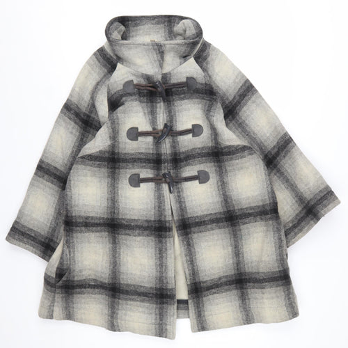 Marks and Spencer Women’s Grey Check Wool Blend Cape Coat UK 12