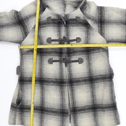 Marks and Spencer Women’s Grey Check Wool Blend Cape Coat UK 12