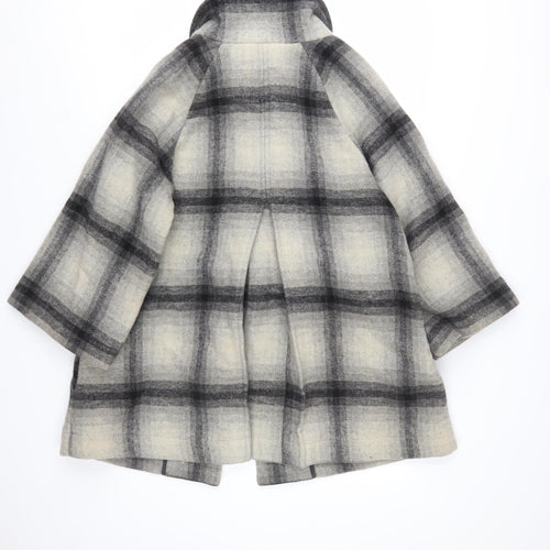 Marks and Spencer Women’s Grey Check Wool Blend Cape Coat UK 12