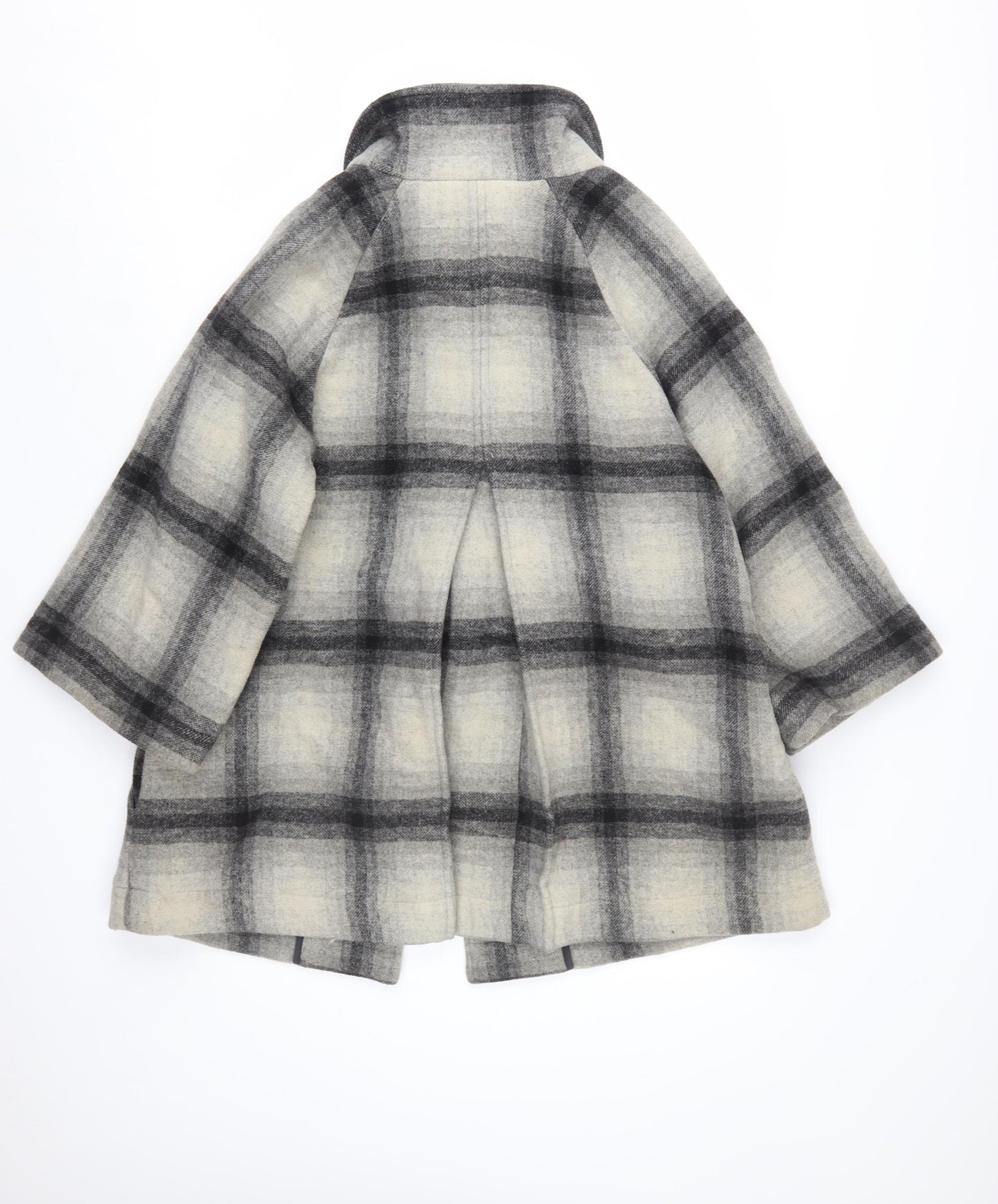 Marks and Spencer Women’s Grey Check Wool Blend Cape Coat UK 12