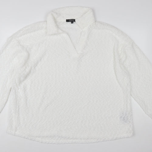 JD Williams Women’s White Collar Fleece Pullover Jumper Size 22