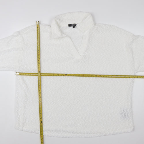 JD Williams Women’s White Collar Fleece Pullover Jumper Size 22