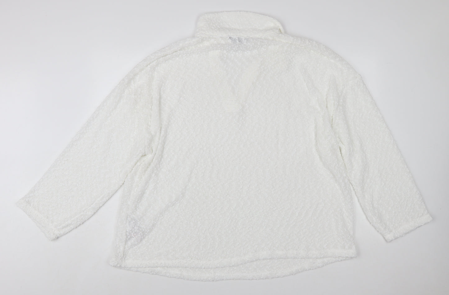 JD Williams Women’s White Collar Fleece Pullover Jumper Size 22