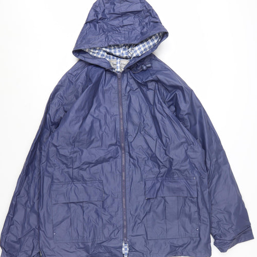 Thermal-Slicks Men’s Blue Waterproof Hooded Rain Coat Jacket L
