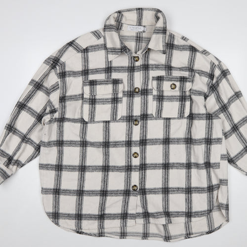 In The Style Womens White Check Flannel Button-Up Shirt Size 18