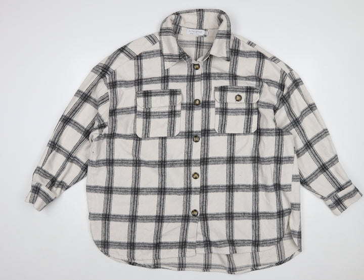 In The Style Womens White Check Flannel Button-Up Shirt Size 18