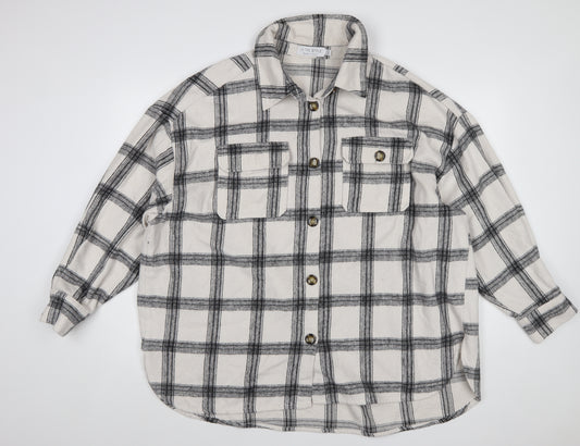 In The Style Womens White Check Flannel Button-Up Shirt Size 18