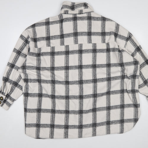 In The Style Womens White Check Flannel Button-Up Shirt Size 18