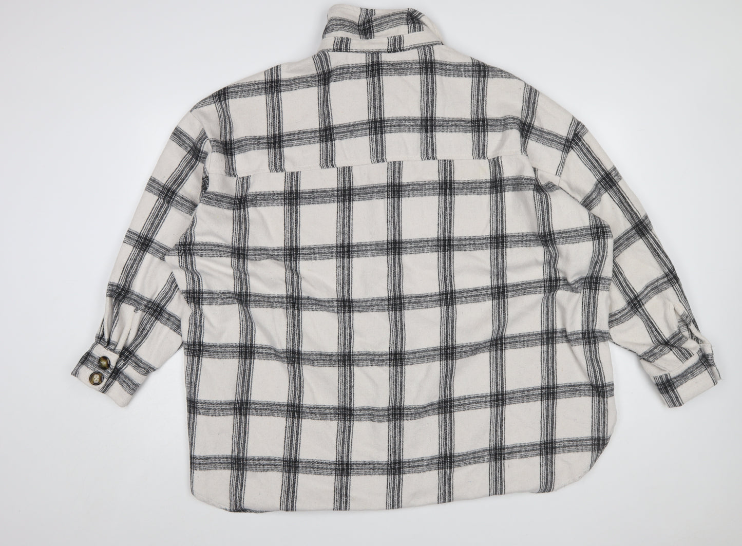 In The Style Womens White Check Flannel Button-Up Shirt Size 18