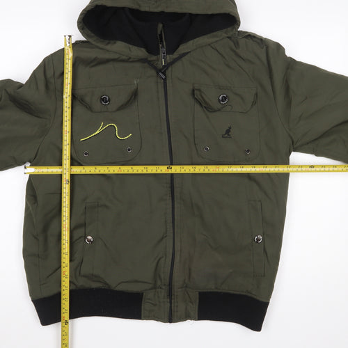 Kangol Mens Green XL Bomber Jacket Hooded Black Label Edition