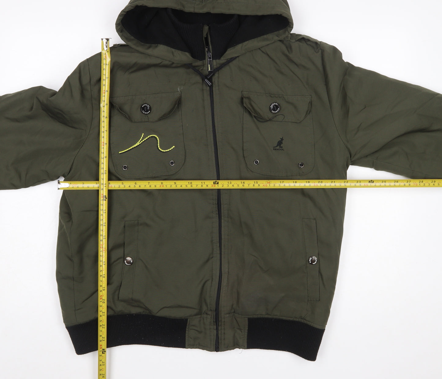 Kangol Mens Green XL Bomber Jacket Hooded Black Label Edition