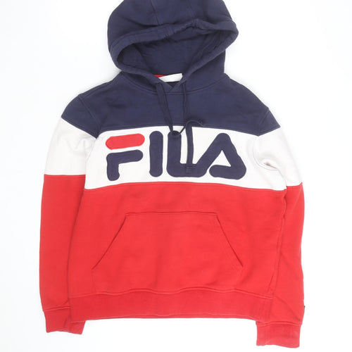 Fila Women Navy Red White Pullover Hoodie Size S Colourblock