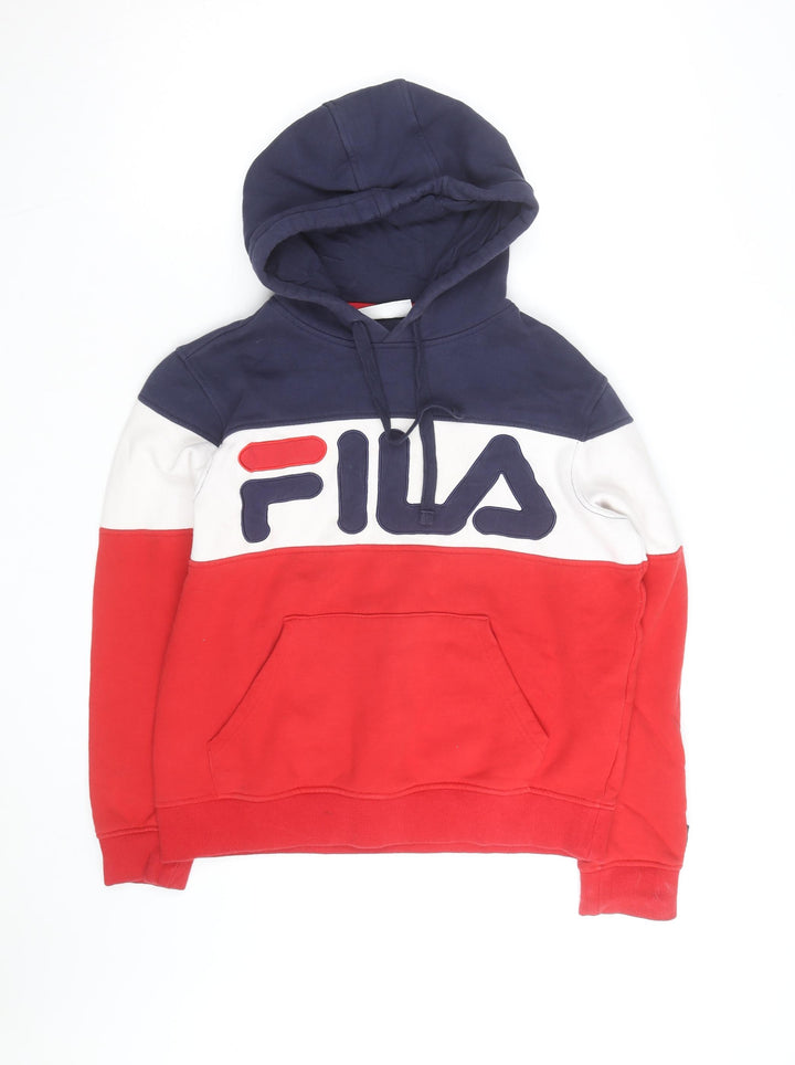 Fila Women Navy Red White Pullover Hoodie Size S Colourblock