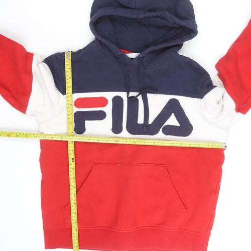 Fila Women Navy Red White Pullover Hoodie Size S Colourblock