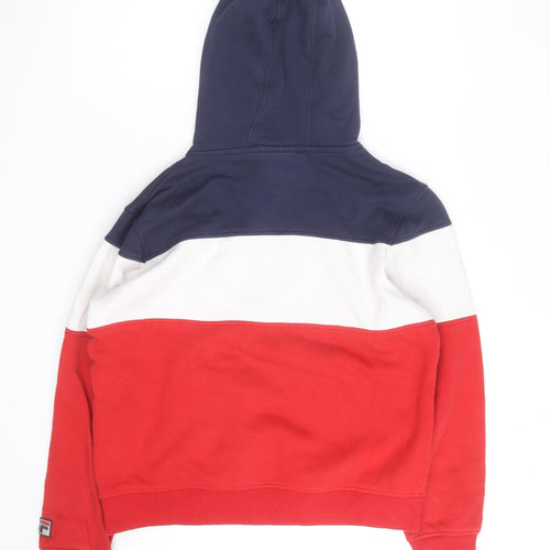 Fila Women Navy Red White Pullover Hoodie Size S Colourblock