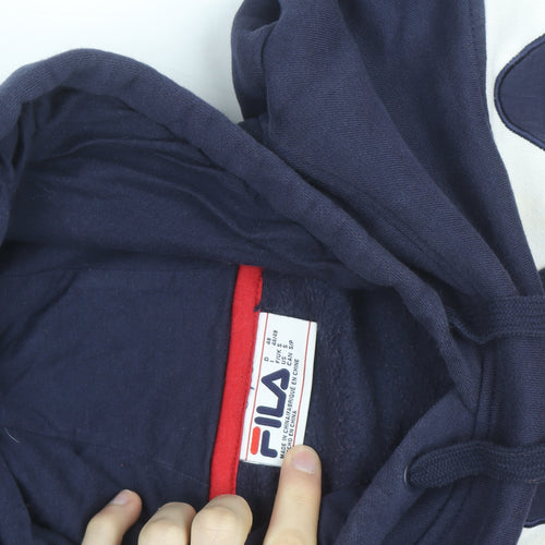 Fila Women Navy Red White Pullover Hoodie Size S Colourblock