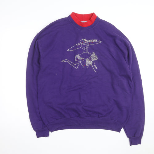 Jerzees Men’s Purple Rhinestone Graphic Pullover Sweatshirt L