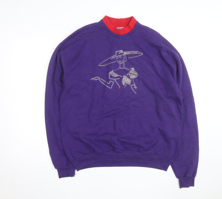 Jerzees Men’s Purple Rhinestone Graphic Pullover Sweatshirt L