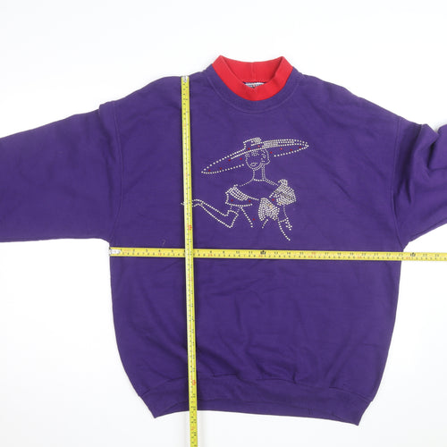 Jerzees Men’s Purple Rhinestone Graphic Pullover Sweatshirt L