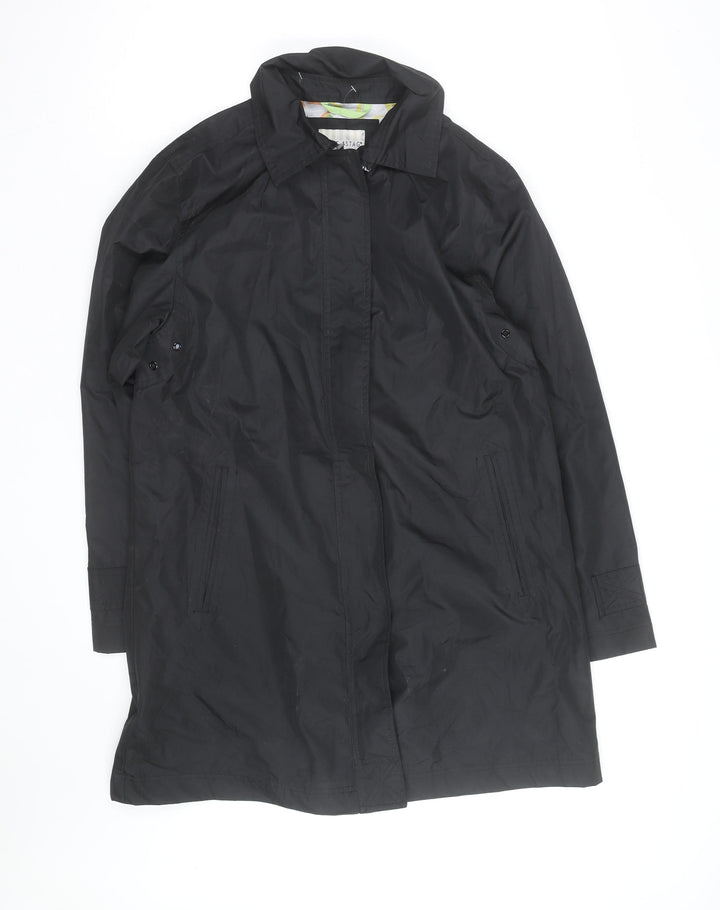White Stag Women’s Black Long Rain Coat L Full Zip Water Resistant