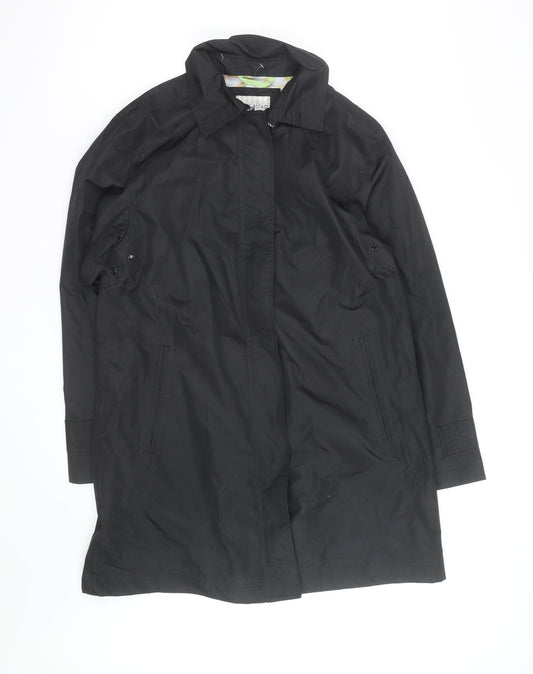White Stag Women’s Black Long Rain Coat L Full Zip Water Resistant