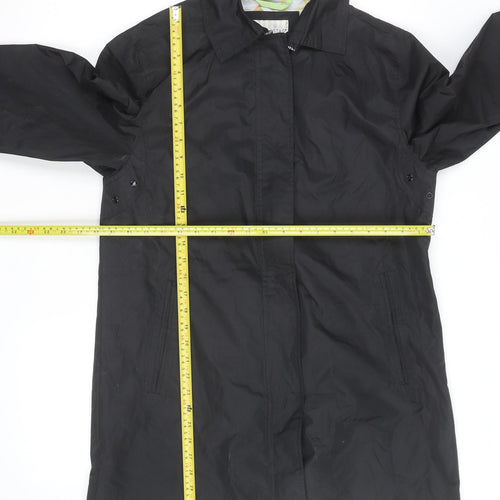 White Stag Women’s Black Long Rain Coat L Full Zip Water Resistant