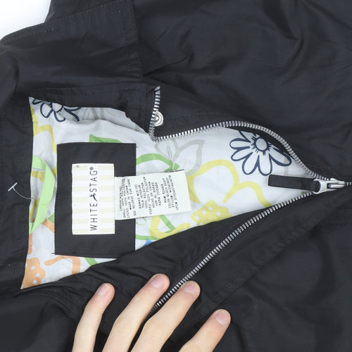 White Stag Women’s Black Long Rain Coat L Full Zip Water Resistant