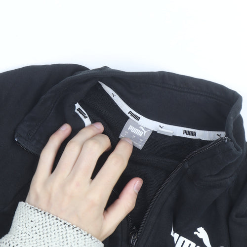 Puma Girls Black Fleece 1/4 Zip Pullover Sweatshirt L Regular Fit