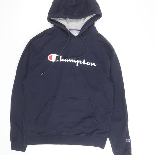 Champion Men’s Blue Pullover Hoodie Medium Logo Fleece Sweatshirt