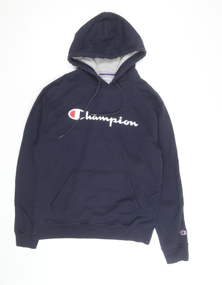 Champion Men’s Blue Pullover Hoodie Medium Logo Fleece Sweatshirt