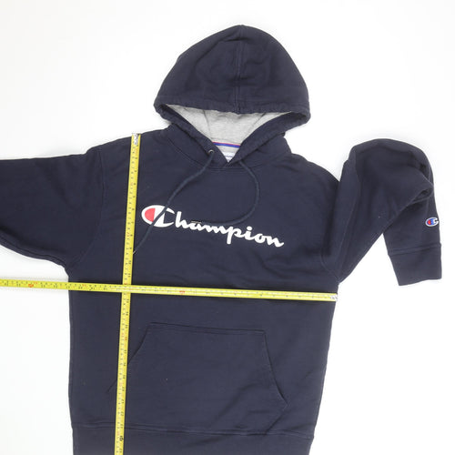 Champion Men’s Blue Pullover Hoodie Medium Logo Fleece Sweatshirt