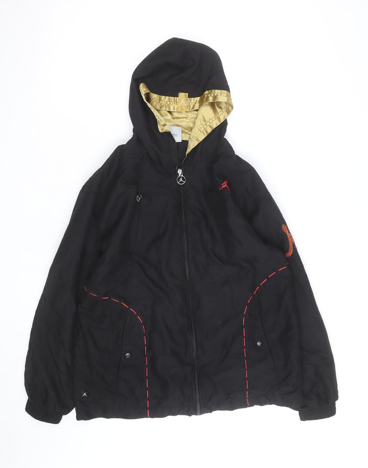 Jordan Men's Black Hooded Windbreaker Jacket M Sports Lined