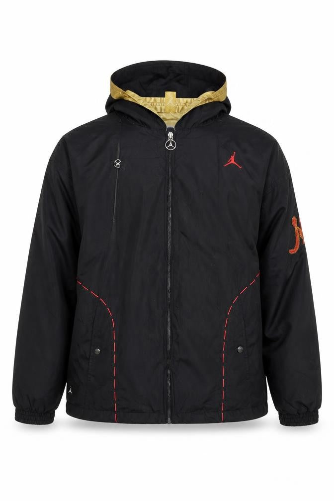 Jordan Men's Black Hooded Windbreaker Jacket M Sports Lined