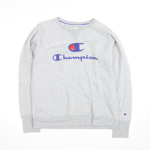 Champion Men's Grey Logo Pullover Sweatshirt Size L