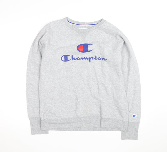 Champion Men's Grey Logo Pullover Sweatshirt Size L