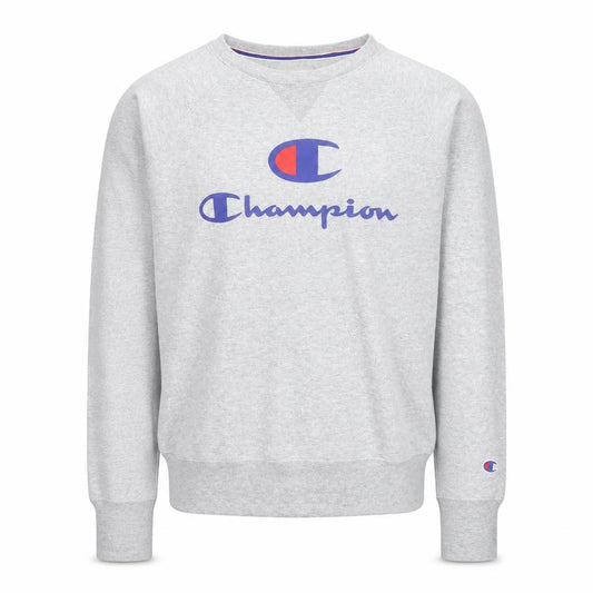 Front view of Champion Men's Grey Logo Pullover Sweatshirt, size L
