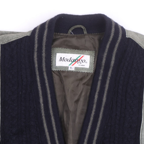 Modango Men’s Multicoloured Argyle Bomber Jacket L Wool Leather Mix