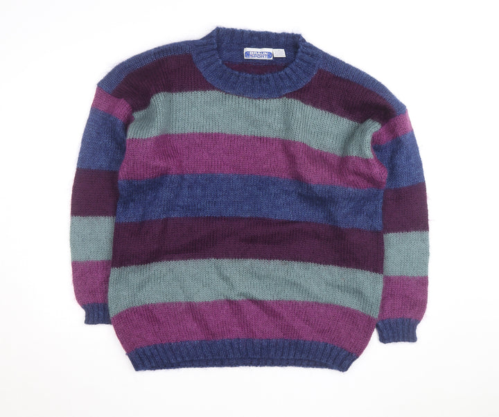 Braun Sport Men's Multicoloured Mohair Blend Striped Pullover Jumper S