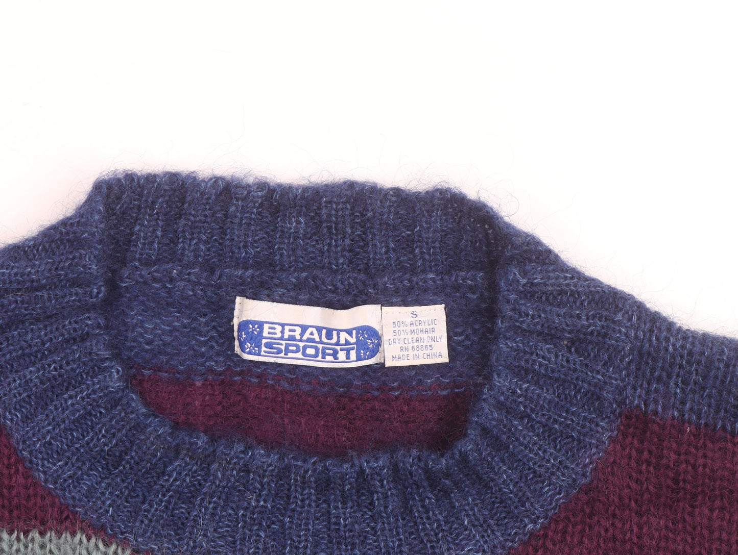 Braun Sport Men's Multicoloured Mohair Blend Striped Pullover Jumper S