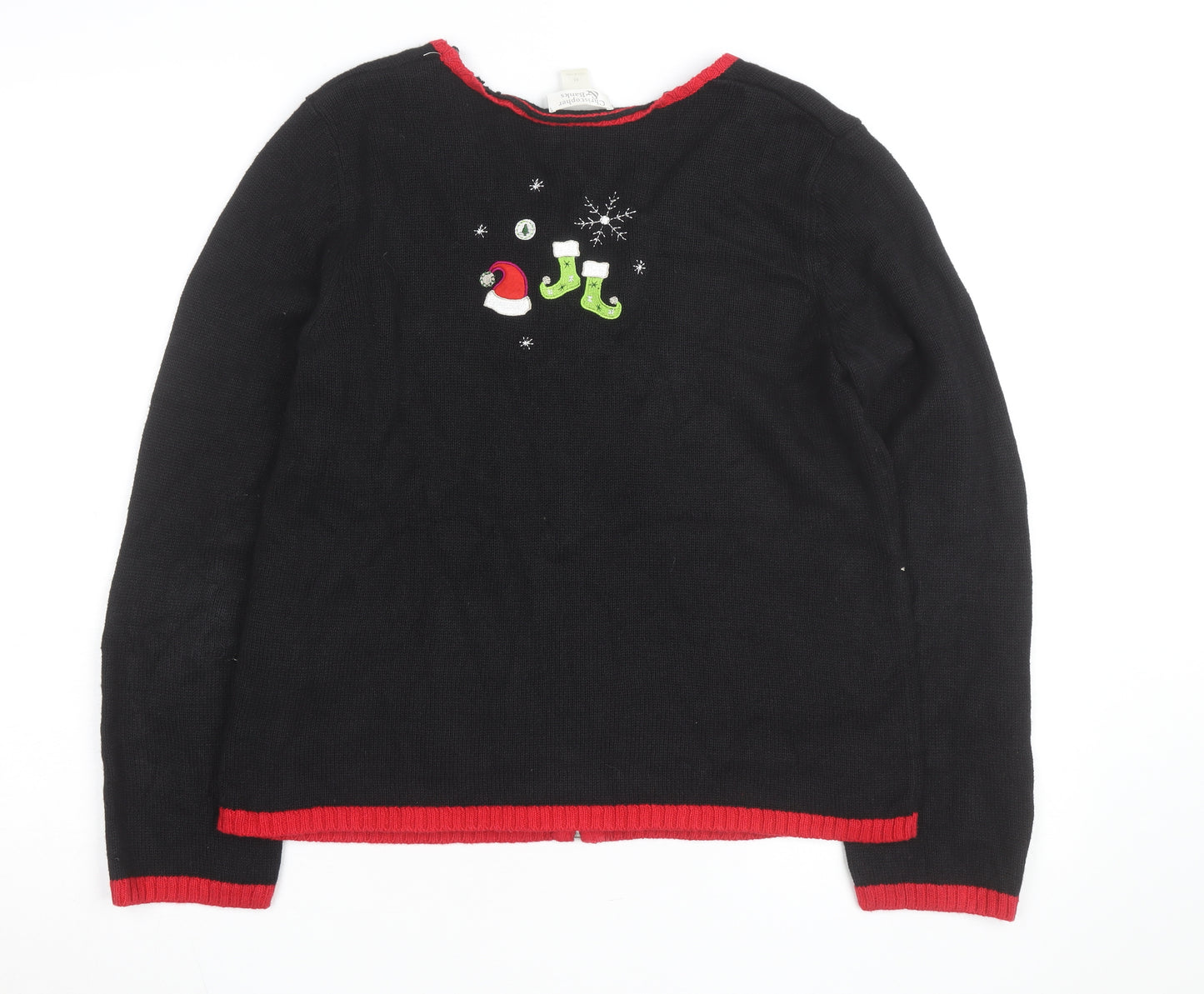 Christopher & Banks Women's Black Christmas Cardigan M