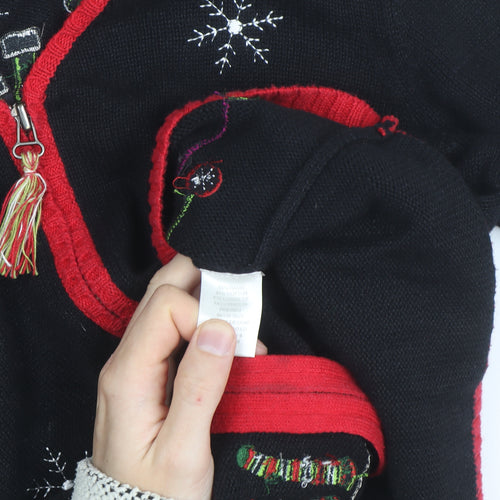 Christopher & Banks Women's Black Christmas Cardigan M