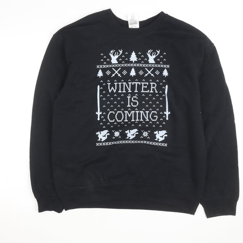 Gildan Mens Black Medium Pullover Sweatshirt Winter Is Coming Graphic