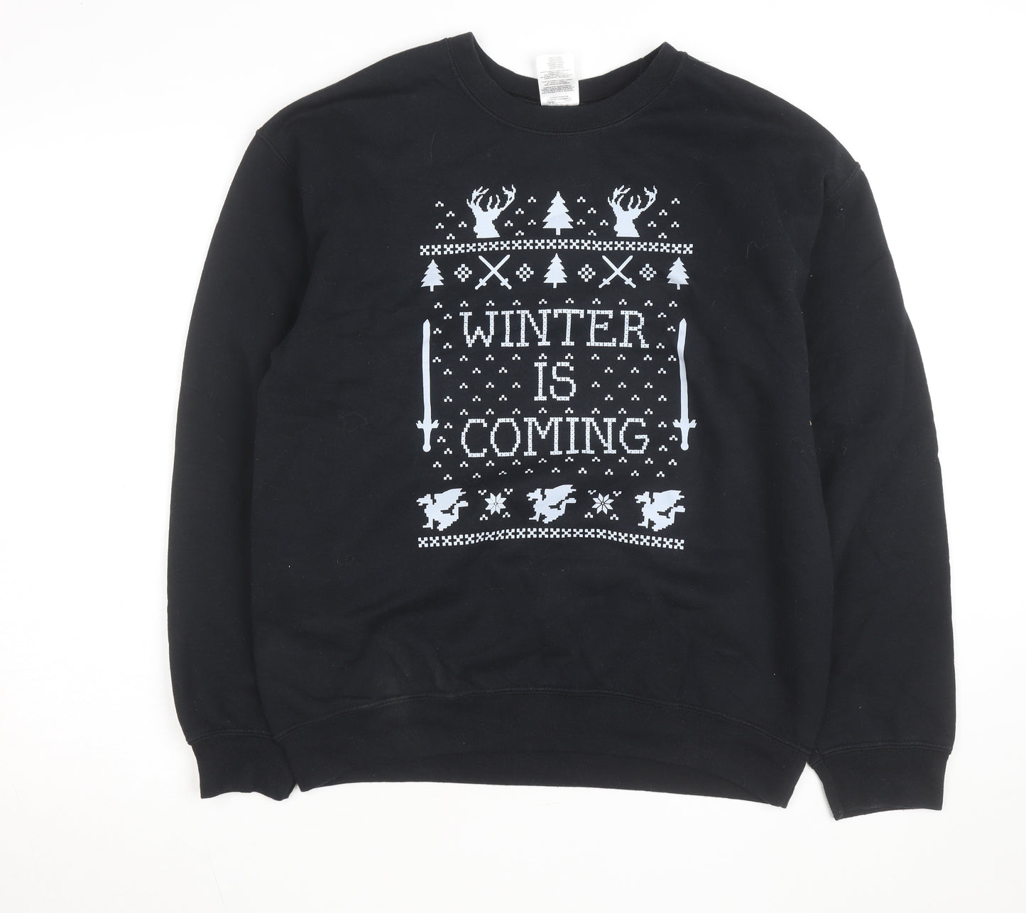Gildan Mens Black Medium Pullover Sweatshirt Winter Is Coming Graphic