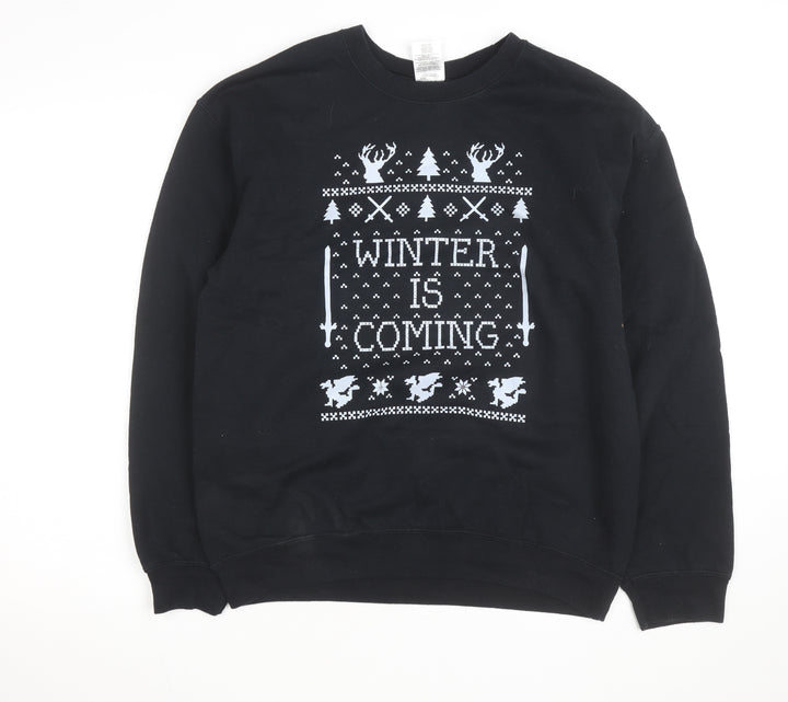 Gildan Mens Black Medium Pullover Sweatshirt Winter Is Coming Graphic