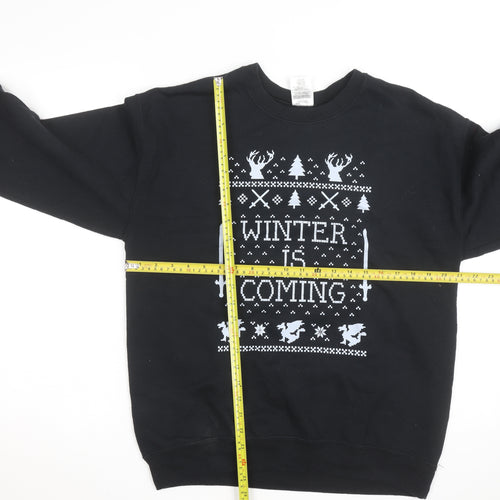 Gildan Mens Black Medium Pullover Sweatshirt Winter Is Coming Graphic